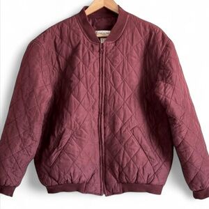 Vintage O’Kief & O’Kief Sport Bomber Jacket Quilted Burgundy Silk Blend …